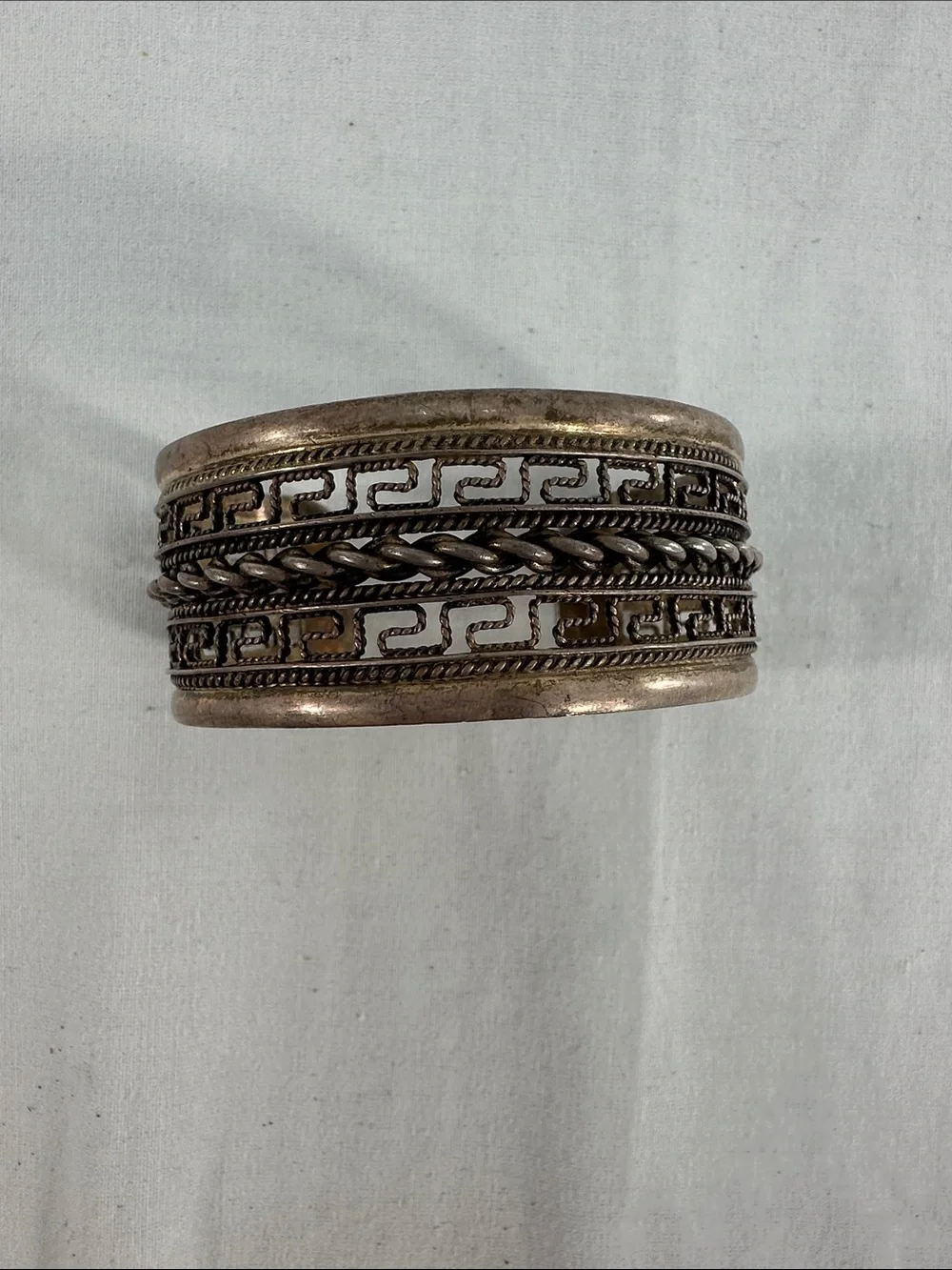 Cuff Bracelet Scroll Silver 925 or 565? Signed HIO 31.7 Grams Vtg? Sz 7 3/4